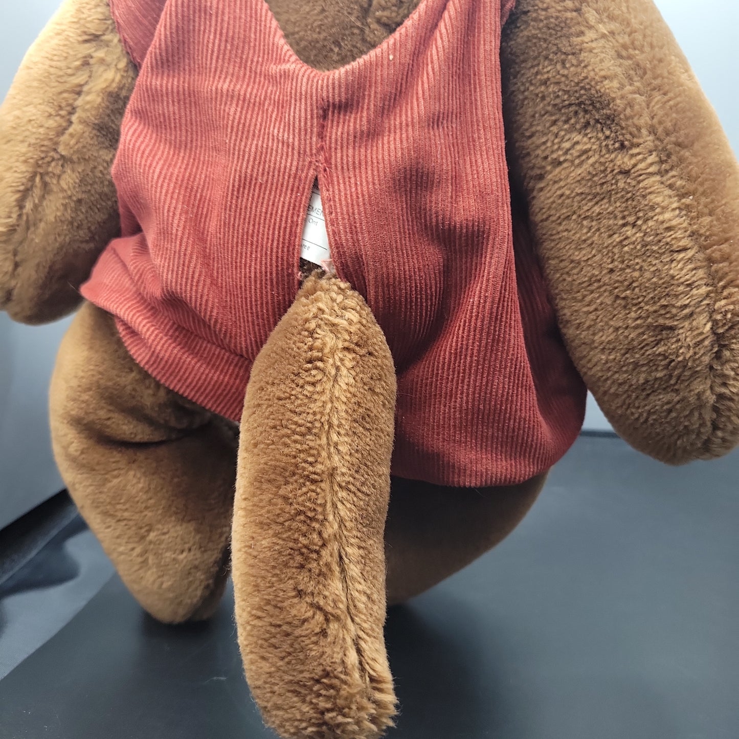 Vtg 1981 Hand Puppet Ganz Bros Plush Wrinkles Dog Corduroy Overalls