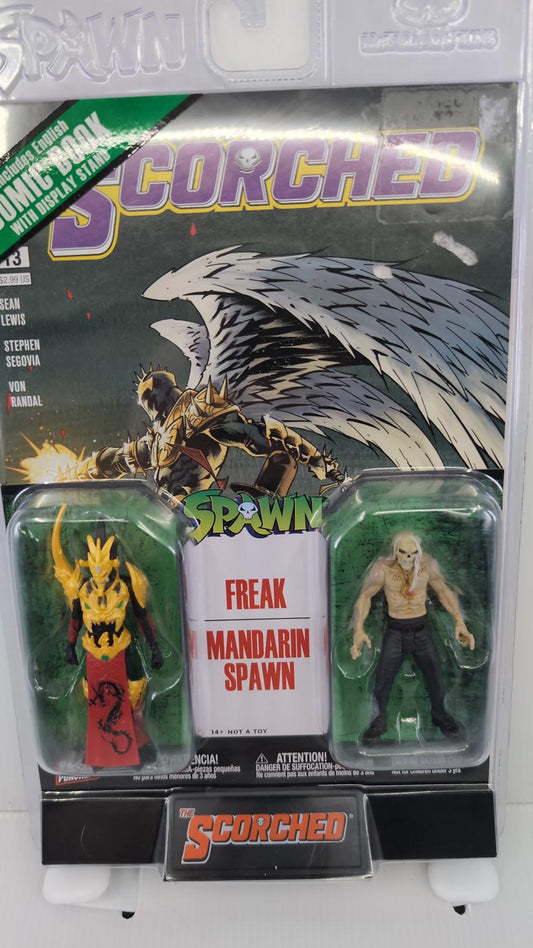 Spawn Scorched Freak and Mandarin Spawn Action Figures with Comic Book