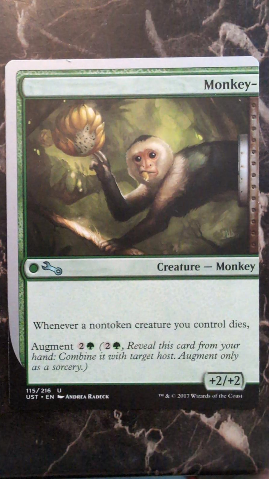 2x MTG Magic: The Gathering Monkey Creature Cards - Augment 2G +2/+2 UNstable