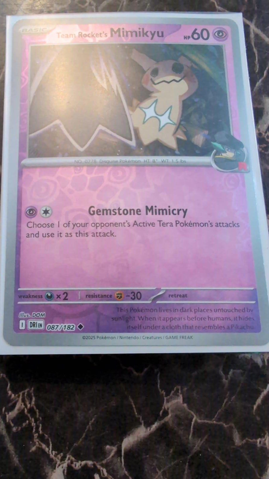 TEAM ROCKET'S MIMIKYU 087/182 - NM - DRI DESTINED RIVALS ENGLISH POKEMON CARD