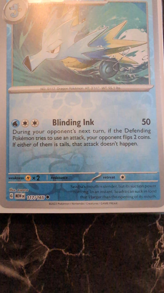Reverse Holofoil Seadra 117/165 Pokemon Uncommon SV: Scarlet & Violet 151 Card N