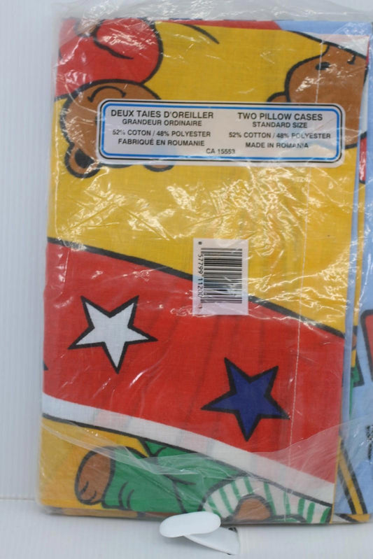 Vintage Linencorp Cartoon Print Pillowcases Set (2) Standard Size Sealed #2