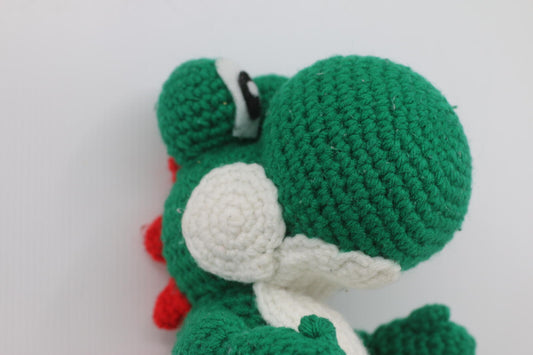 Super Mario Bros Green Yarn Yoshi Woolly crochet Plush Handmade? Stuffed Toy 11"
