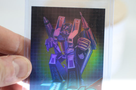 Transformers 40 Years Holographic Trading Card Skywarp plane robot mode
