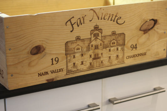Wood Crate FAR NIENTE 1994 CHARDONNAY Napa Valley Wine Box Advertising 21x13x8