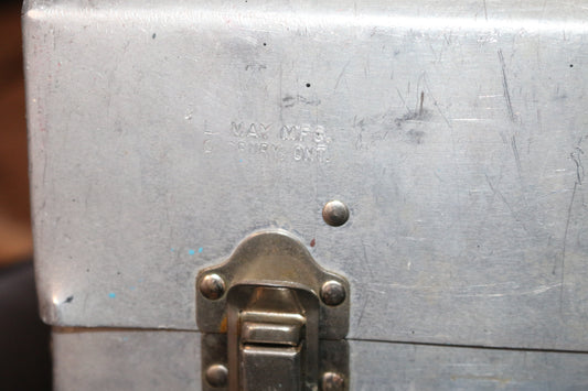 Vintage Metal Lunchbox Silver Miners Construction Lunch Box Pail rare