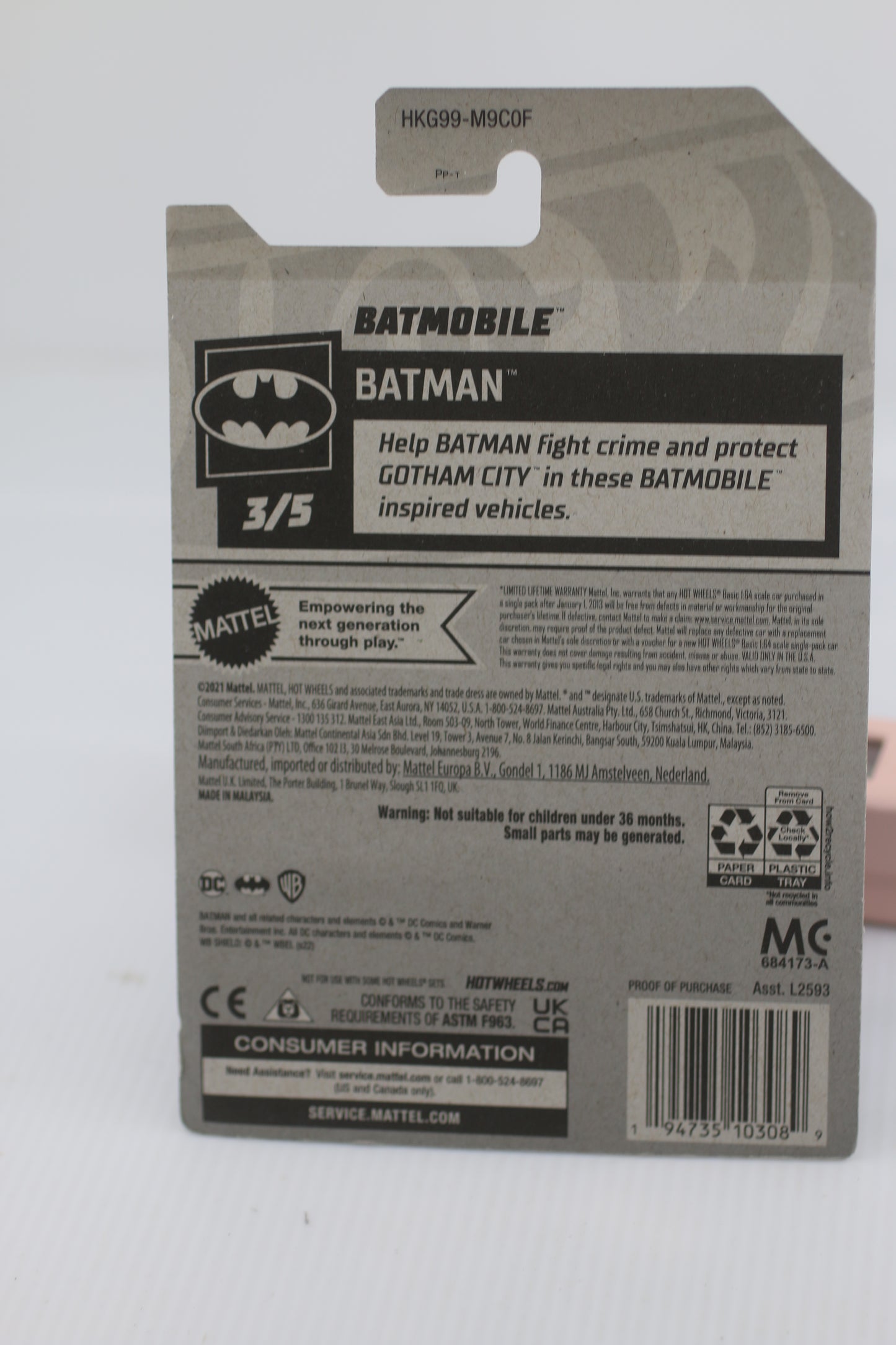 Mattel Hot Wheels Batmobile 103/250 HW Batman Series 3/5 1:64 Black Gotham