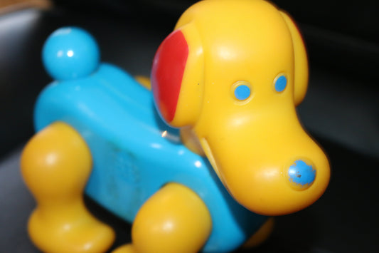 🎀 Ancien Jouet Pouet Pouet Chien Ledra Castor BB toy dog figure Vtg