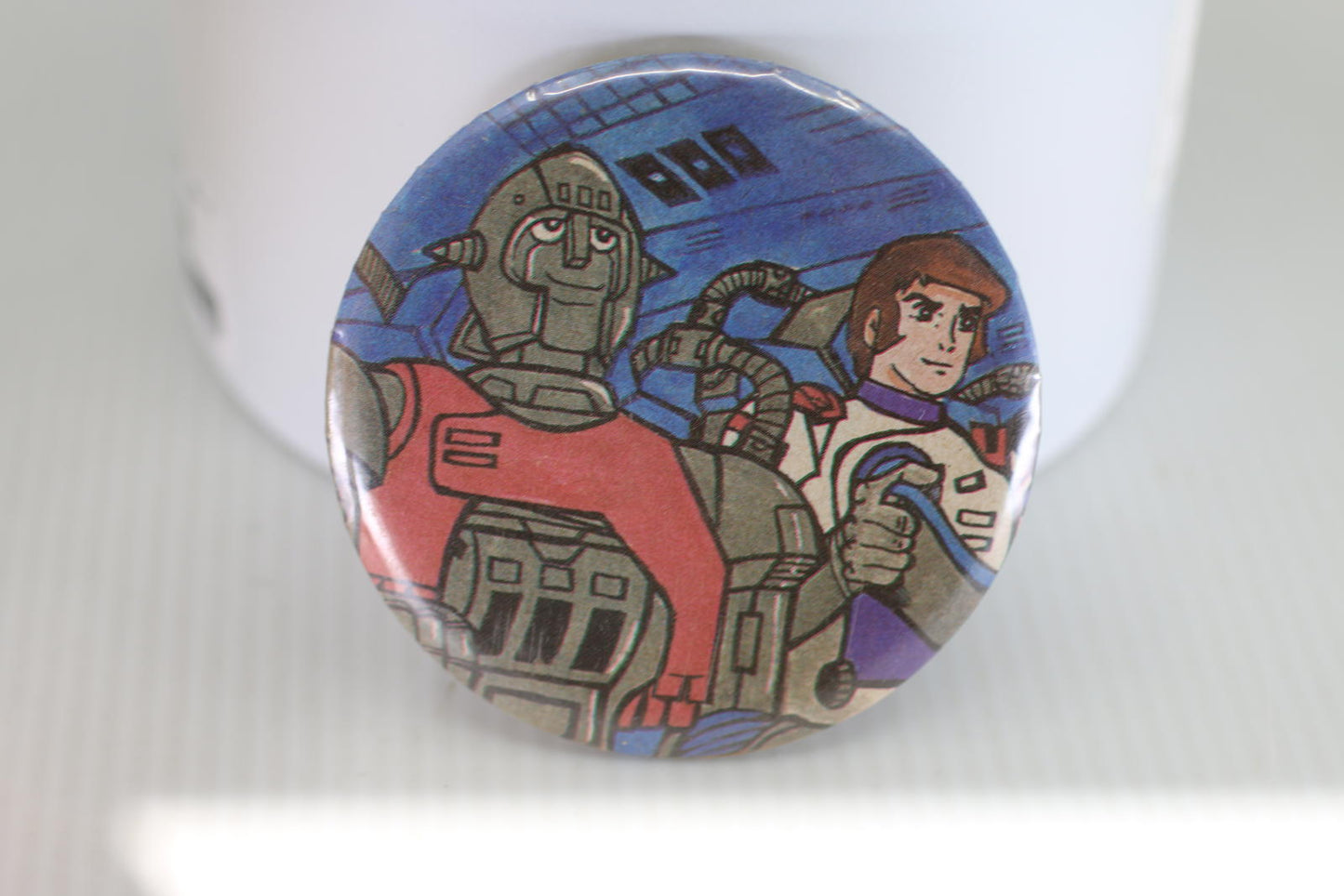 Vintage 1978 Captain Future Button Pin Anime Capitaine Flam Badge Retro Japan