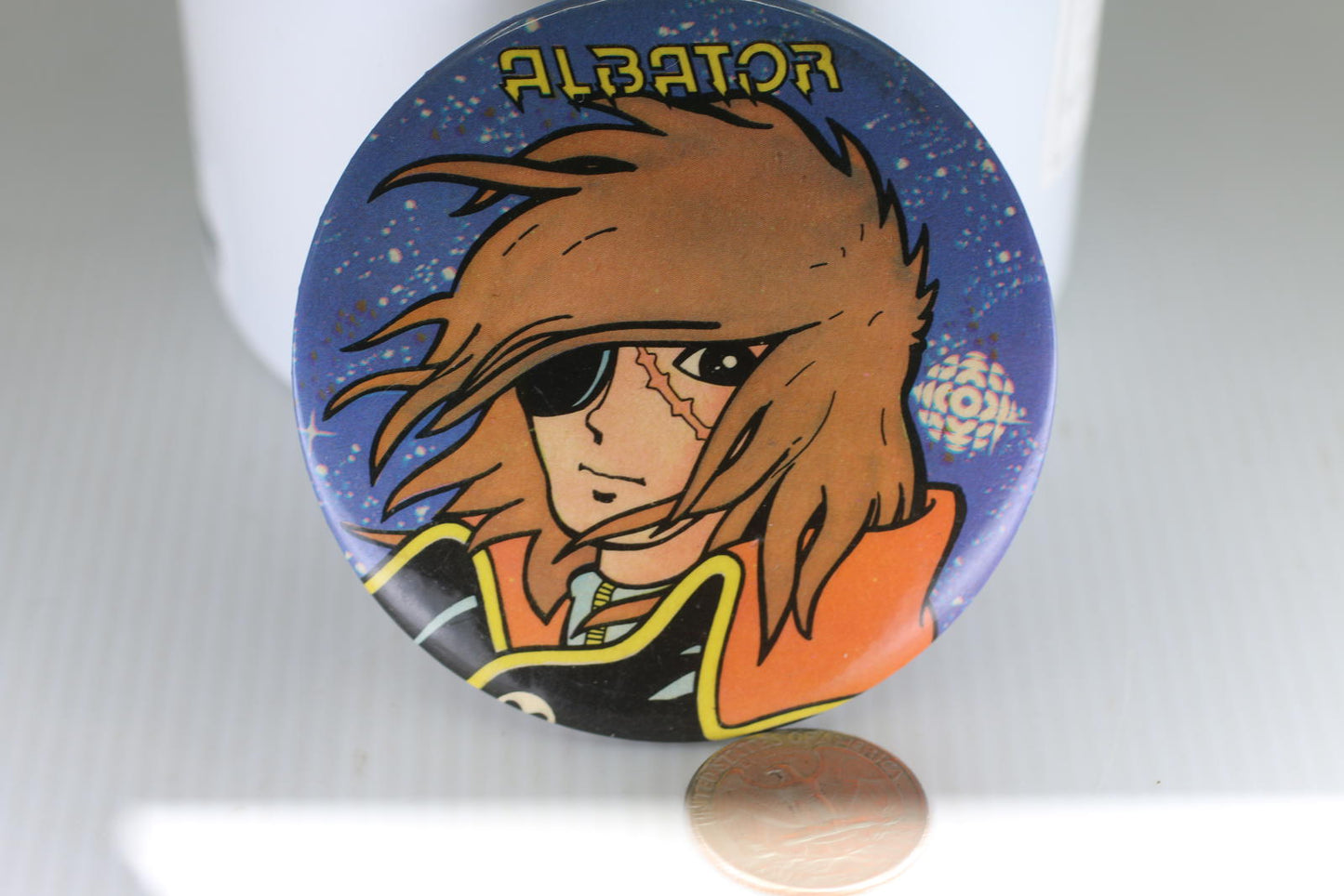 Vintage 1978 Captain Future Button Pin Anime Capitaine Flam Badge Retro Japan #3