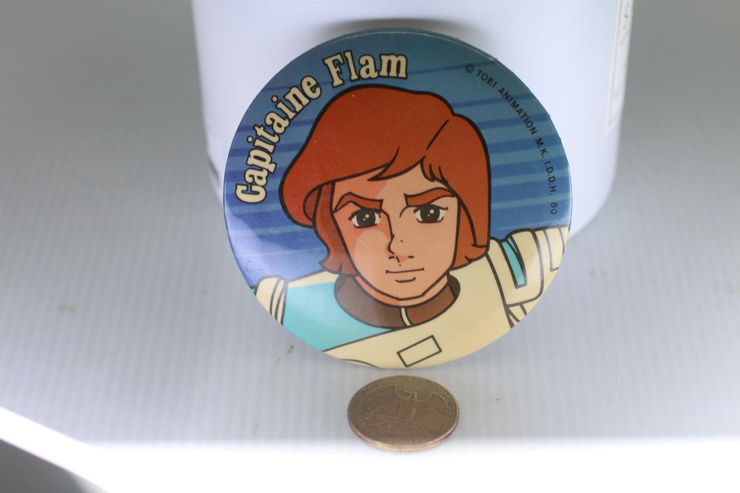 Vintage 1978 Captain Future Button Pin Anime Capitaine Flam Badge Retro Japan #5