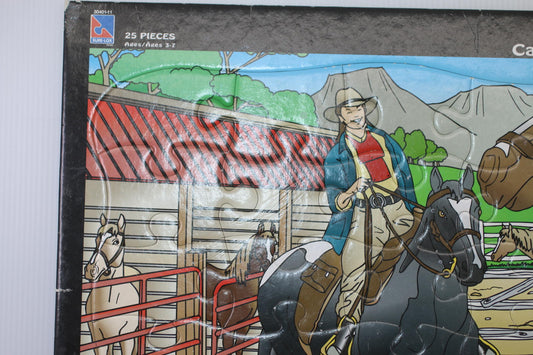Pyramid 25 Piece Inlaid Puzzle - Cowboy Horse Scene