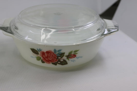 Vintage 1960s JAJ Pyrex England Cottage Rose Casserole Dishes w/ Lids – Set of 2