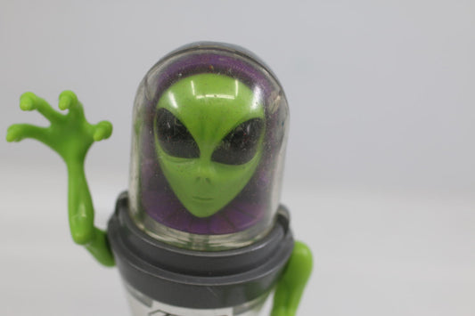 Vintage 1998 De Jongh UFO GUM Alien Bubble Gum 5” Candy Container GREEN ALIEN