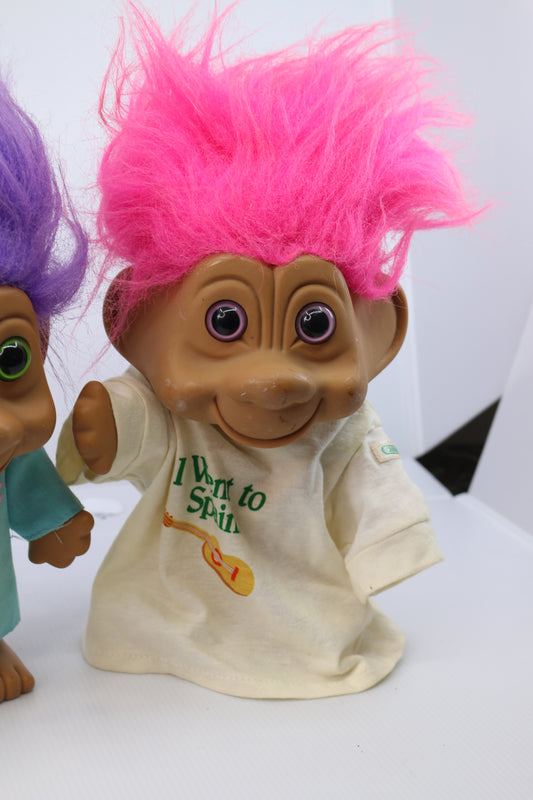 Lot of 2 Vintage Troll Doll TOYS N THINGS 10” 1992 Large Pink Hair Lucky Pink