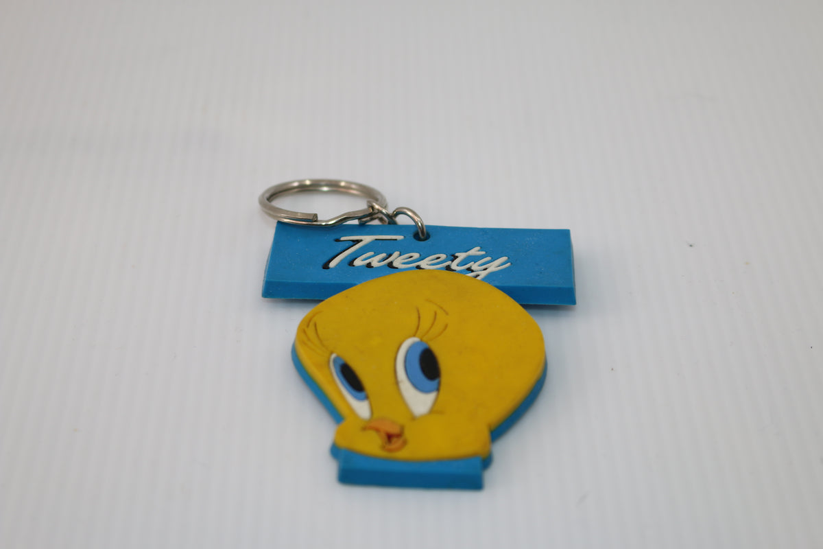 Vintage Warner Brothers Looney Tunes Tweety Bird Keychain 1995 Bag Charm 2.5”