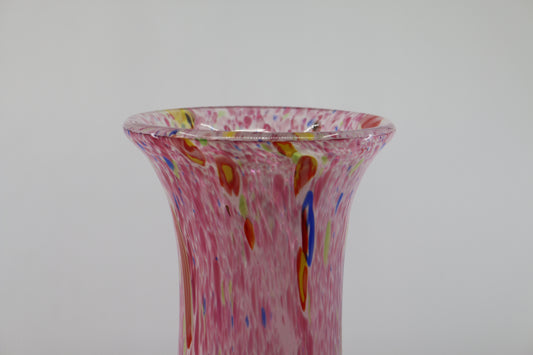 Vintage Murano inspired pink splatter glass vase