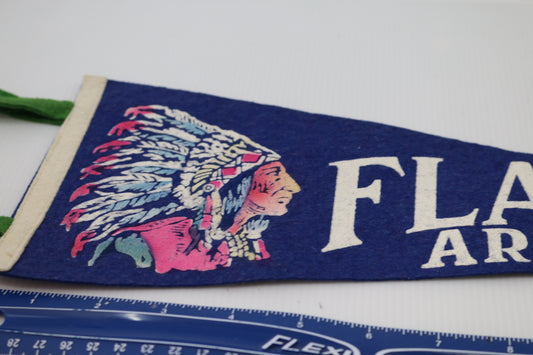 Vintage 1950's Small Pennant 16" FLAGSTAFF Arizona American Indian Chief