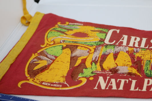 Large Vintage Carlsbad Caverns National Park NM Souvenir Felt Pennant 29"