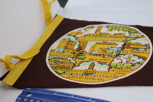 Large Vintage fortworth texas Souvenir Felt Pennant 29"