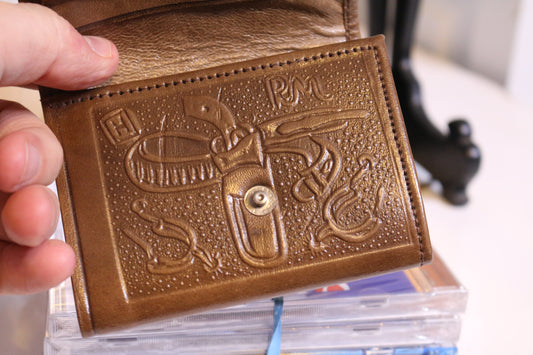 Vintage Hand Tooled Leather Brown Wallet Western Mexico