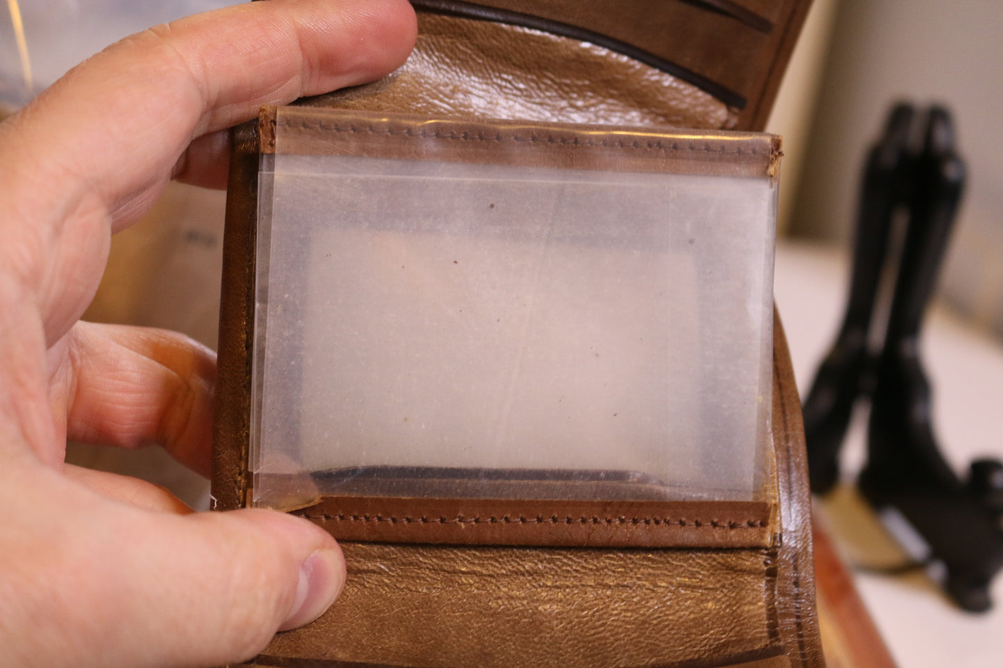 Vintage Hand Tooled Leather Brown Wallet Western Mexico