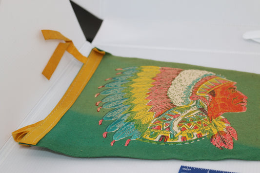Vintage pennant felt Canada Souvenir Biddeford Me. Chief Logo Indian
