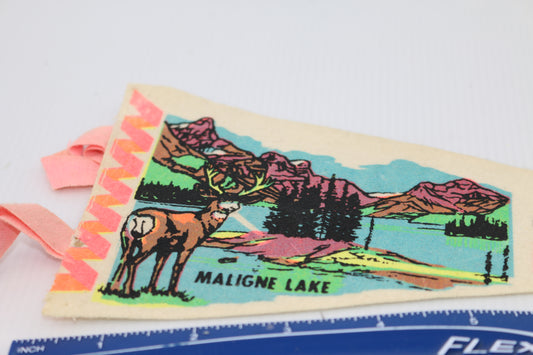 Vintage pennant felt Canada Souvenir Jasper National Park Canada Maligne lake