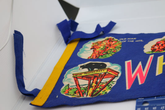 Vintage pennant felt Canada Souvenir white Mountains N.H SAnta's village