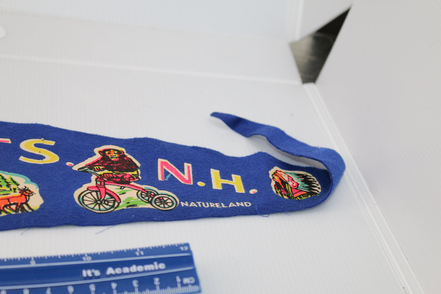 Vintage pennant felt Canada Souvenir white Mountains N.H SAnta's village