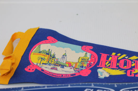 Vintage pennant felt Souvenir USA hollywood California