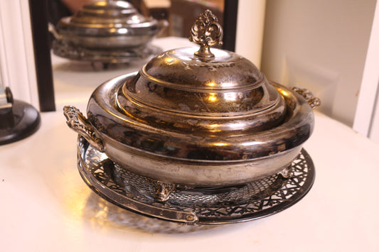 Silver Plated Serving Dish, By Monarch Plate Brand 1220 With Plate