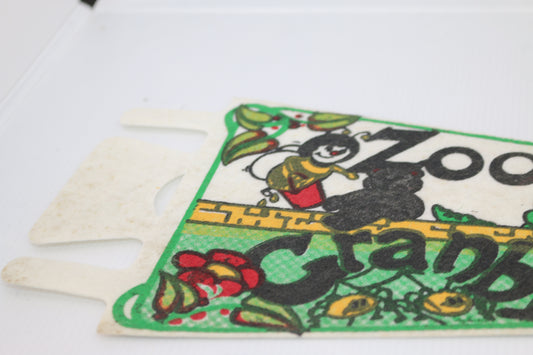 Vintage Souvenir Felt Pennant Québec Canada Zoo de Granby Green for kids