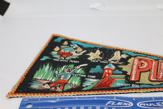 Vintage Souvenir Felt Pennant South America Puerto Rico USA Sentry Box