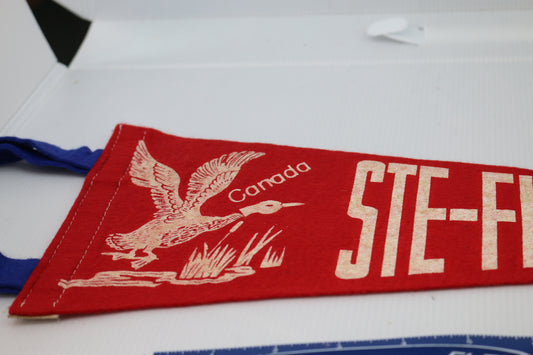 Vintage Souvenir Felt Pennant Canada St-Flavie, Gaspésie Duck Red