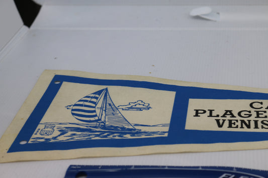 Vintage Souvenir Felt Pennant Canada Camping plage champlain Venise-en-QuÉbec