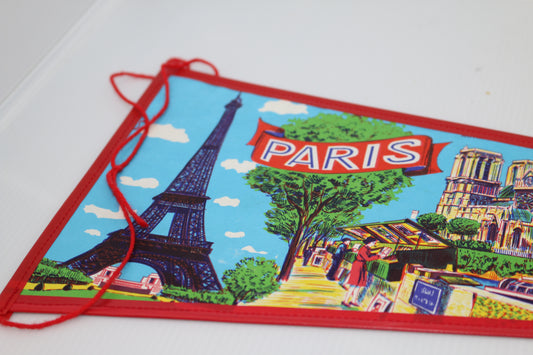 Vintage Souvenir Felt Pennant Double-sided Paris France EUrope