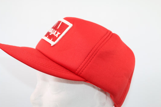 Vintage Trucker Hat Foam Cap Snapback Red WAJAX Embroidered Logo Patch Victory