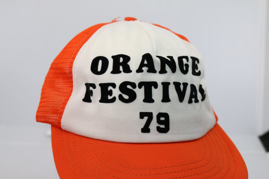 vintage cap orange festival 1979 79 Large x-large Very rare trucker hat