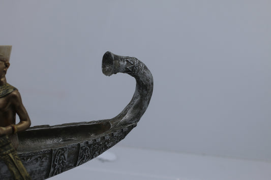 Goddess Isis on The Nile Statue Egypt, Queen Cleopatra Lotus Boat, Collectable.