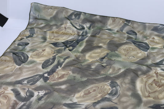 Vtg Floral Multicolored Flowers Hand Rolled Pure Silk Scarf 16x16”