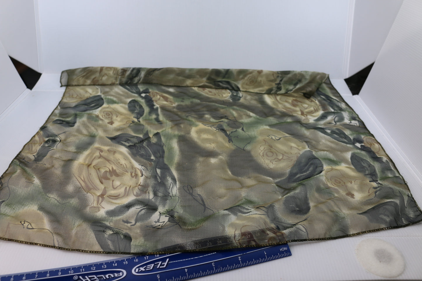 Vtg Floral Multicolored Flowers Hand Rolled Pure Silk Scarf 16x16”