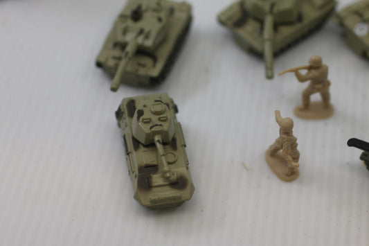 Miniature Military Tank & Helicopter Toy Lot w Soldiers Micro Machines Vehicles
