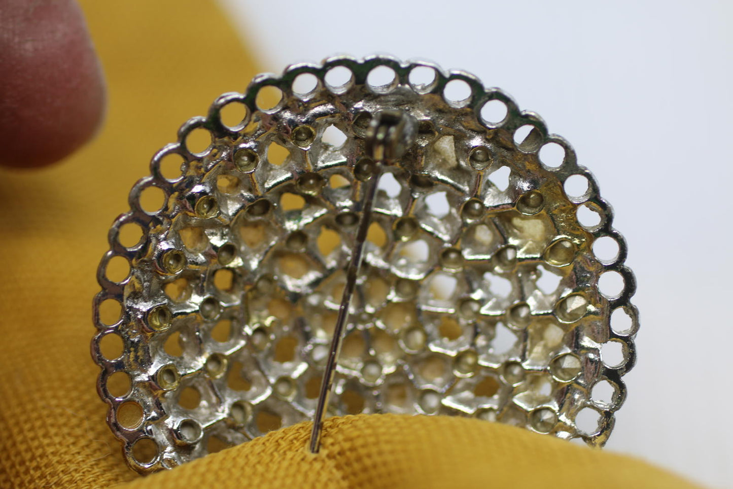 Vintage Rhinestone Brooch Aurora Borealis Crystal SilverTone