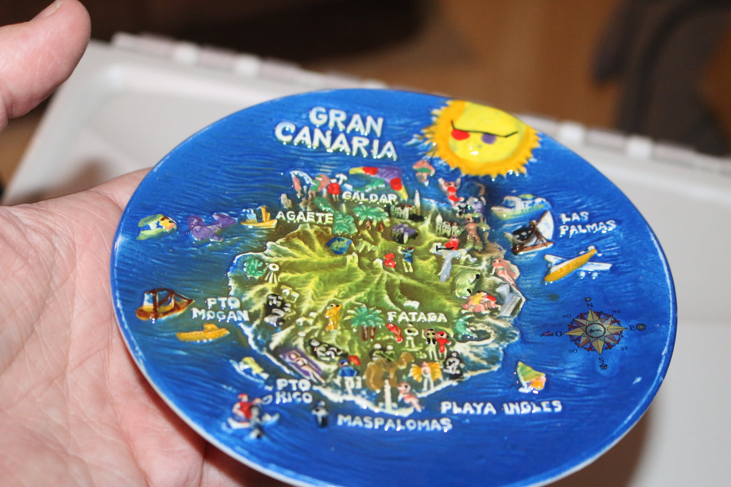 vintage cerama hand painted plate of GRAN CANARIA wall hanging spain