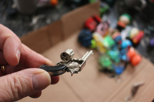 Vintage 3" Toy Cowboy Revolver with Working Parts Keychain