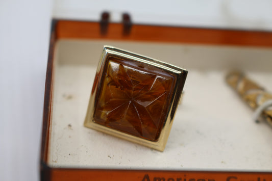 Vintage Fifth Ave. American Craftsmanship Cuff Links & Tie Clip Set Gift Box
