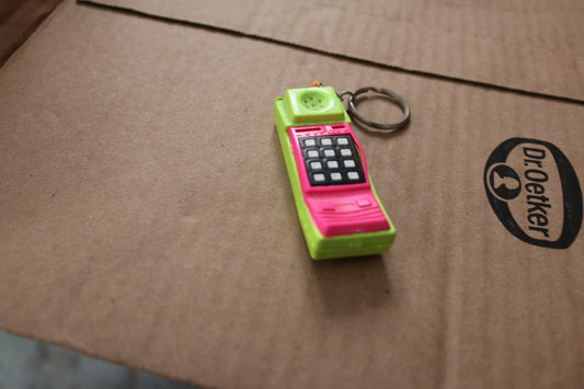 Neon vintage keychain cell phone, unisex gift for men or women