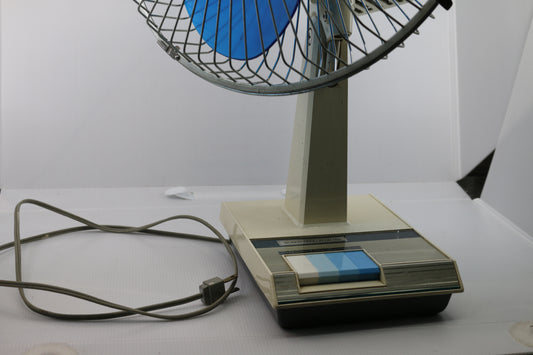 Vintage Galaxy 12 inch oscillating fan 80' Blue blades rare variant model retro