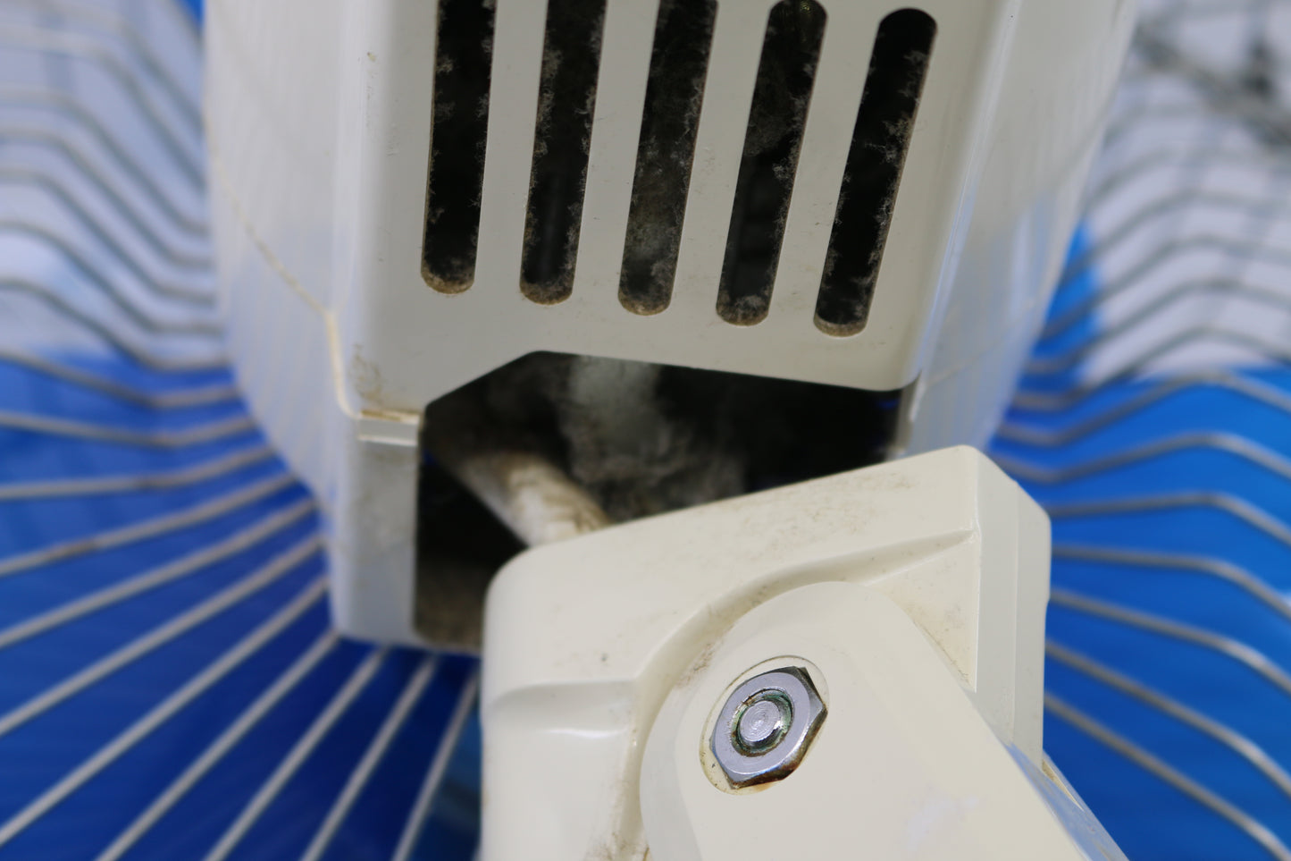 Vintage Galaxy 12 inch oscillating fan 80' Blue blades rare variant model retro